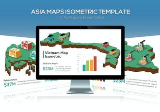 3D立体风格亚洲各国地图及特色展示keynote模板 - 顶尖PPT
