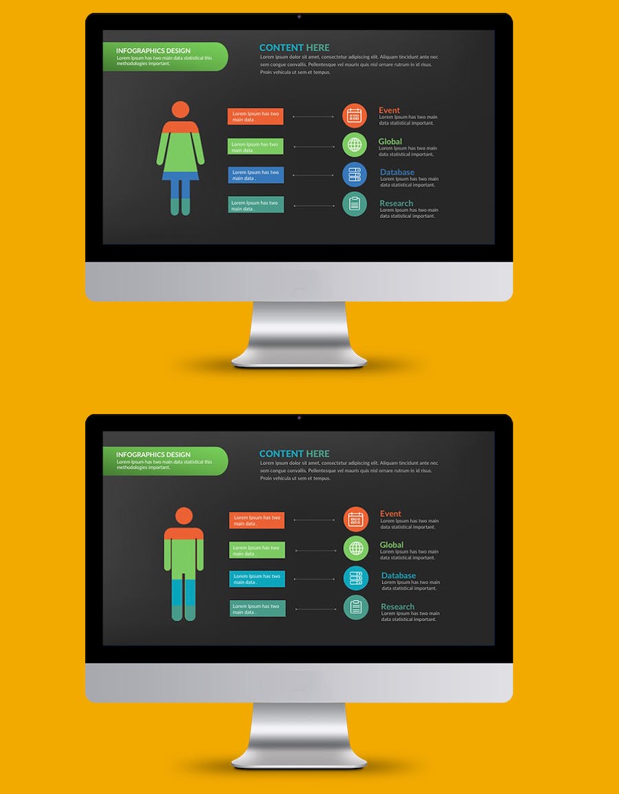 彩色多种样式数据分析对比图形图表keynote模板 - 顶尖PPT