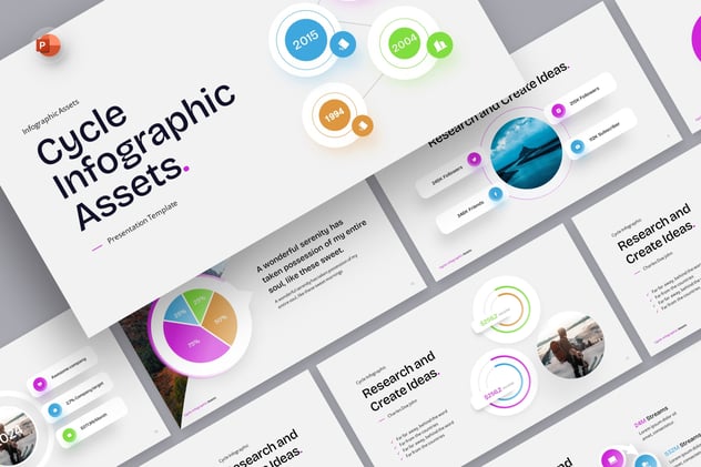 新拟态风周期信息图形PPT模板 - 顶尖PPT