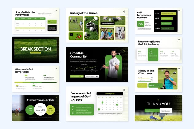 高尔夫俱乐部赛事介绍运动主题Keynote模板 - 顶尖PPT