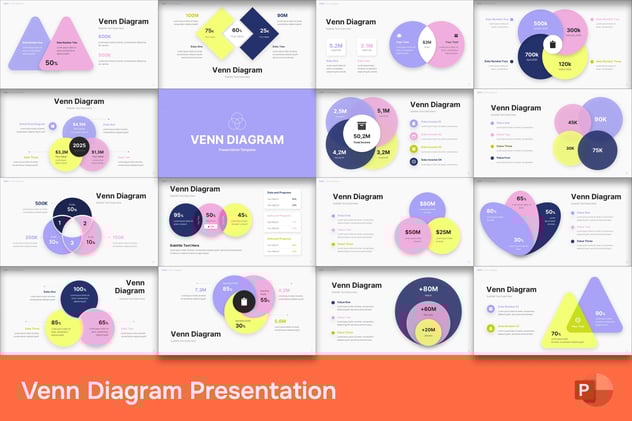 PPT数据可视化彩色文氏图维恩图模板 - 顶尖PPT