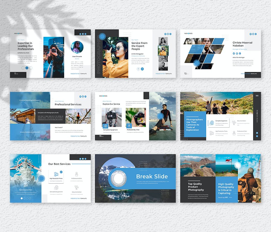 摄影作品展示相册影集PPT模板 - 顶尖PPT