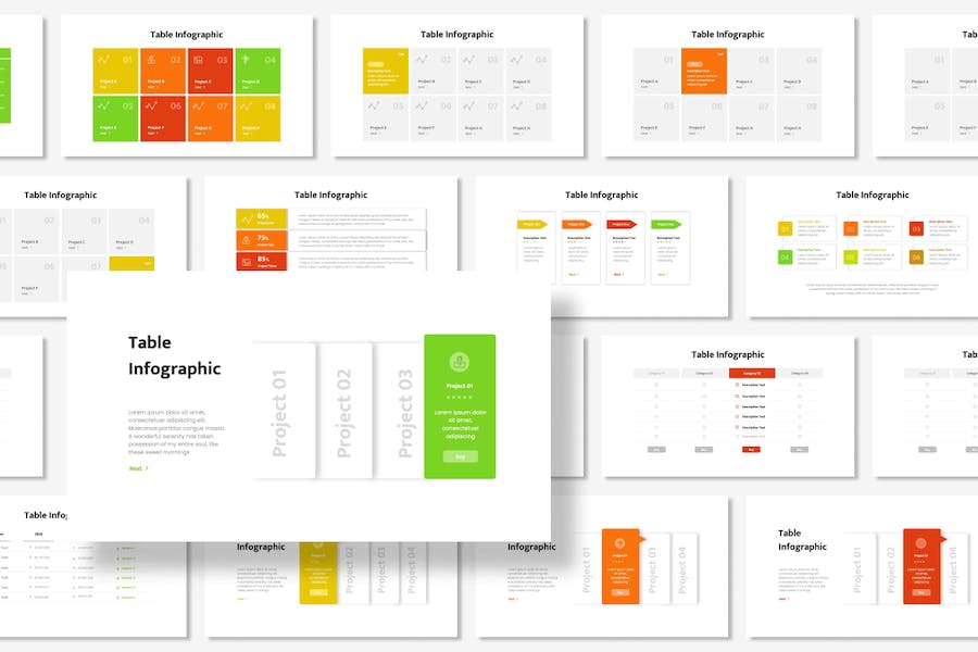 数据表格数据对比表格图形keynote模板 - 顶尖PPT