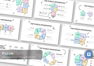 拼图谜题组合关系信息图形展示Keynote模板 - 顶尖PPT