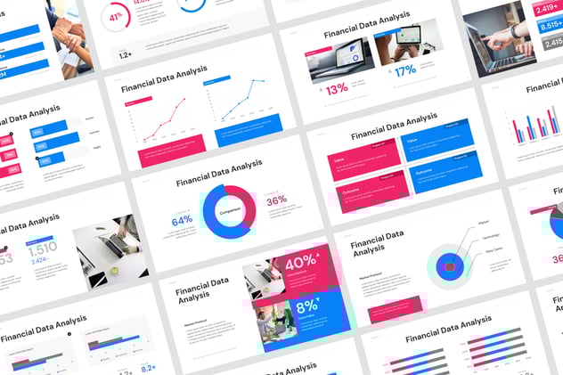 红蓝数据对比图形PPT模板 - 顶尖PPT