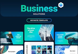 蓝绿色业务合作企业解决方案商业计划多用途keynote模板 - 顶尖PPT