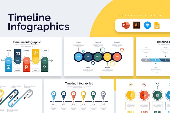 商业时间轴发展历程信息图表PPT模板 - 顶尖PPT