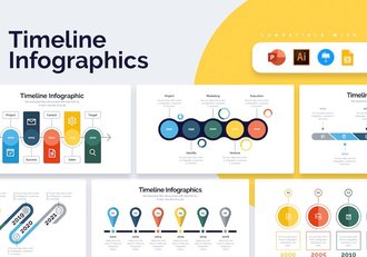 商业时间轴发展历程信息图表PPT模板 - 顶尖PPT