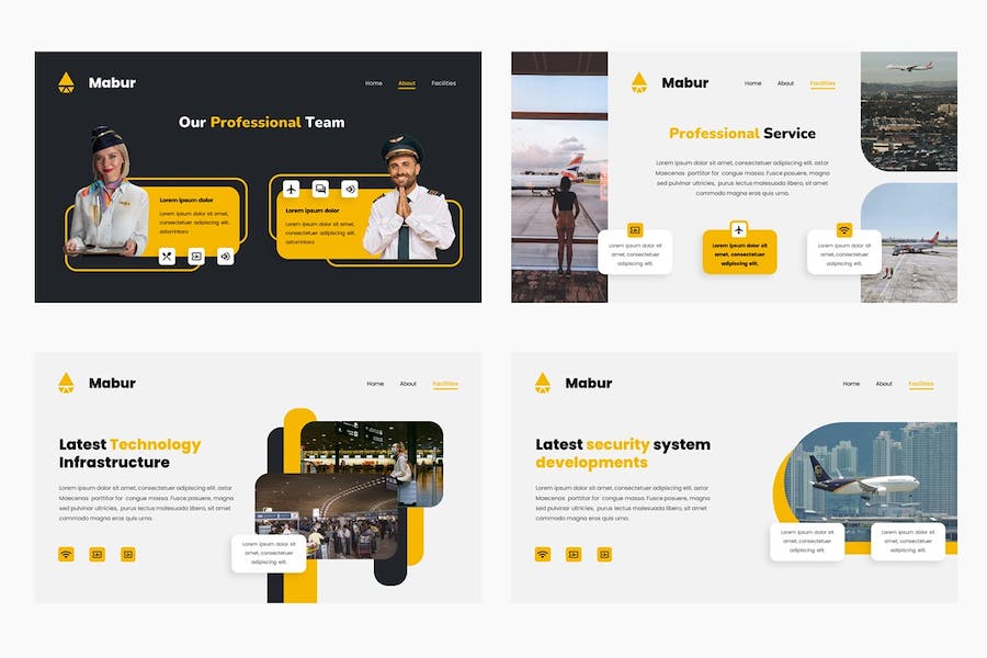 航空公司运营服务介绍Keynote模板 - 顶尖PPT