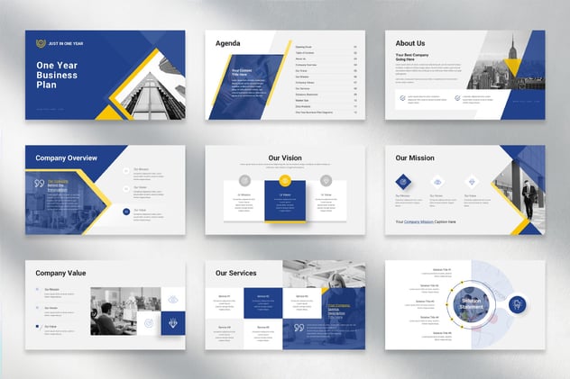 一年商业计划展示PPT模板 - 顶尖PPT