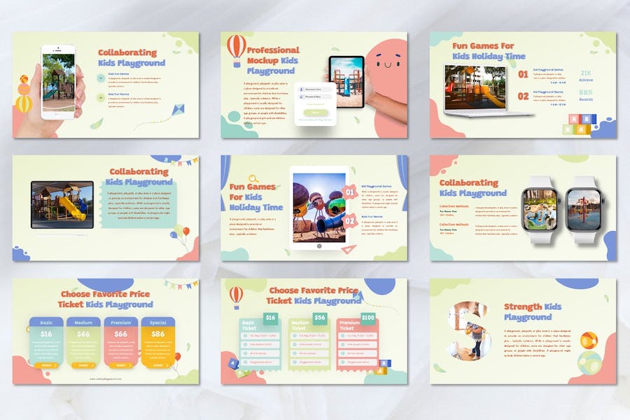 儿童游乐场娱乐设施推广Keynote模板 - 顶尖PPT