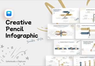 涂鸦风格创意铅笔图形keynote模板 - 顶尖PPT