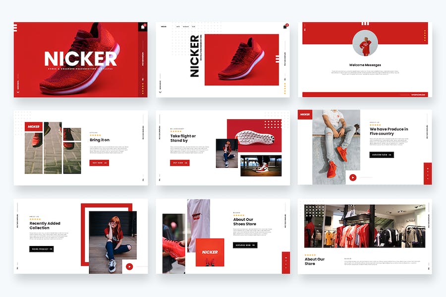 运动鞋产品宣传展示PPT模板 - 顶尖PPT