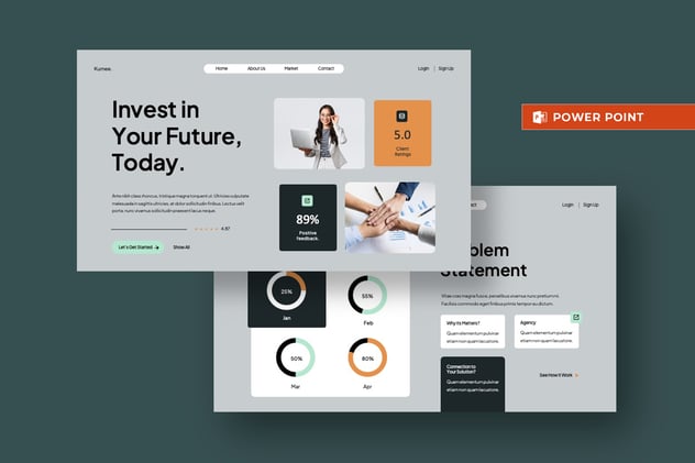 蓝灰色现代投资数据分析PPT模板 - 顶尖PPT