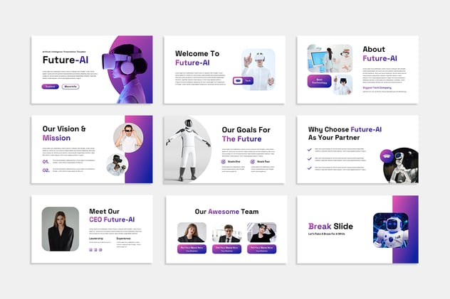 未来AI人工智能PowerPoint模板 - 顶尖PPT