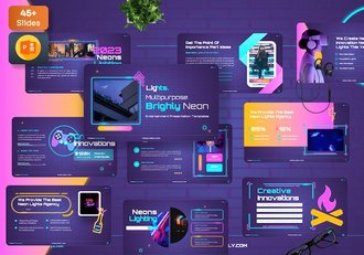 霓虹亮灯创意设计讲述展示方案PPT模板 - 顶尖PPT