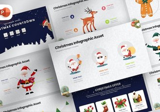 创意圣诞老人图形插画圣诞节快乐PPT模板 - 顶尖PPT