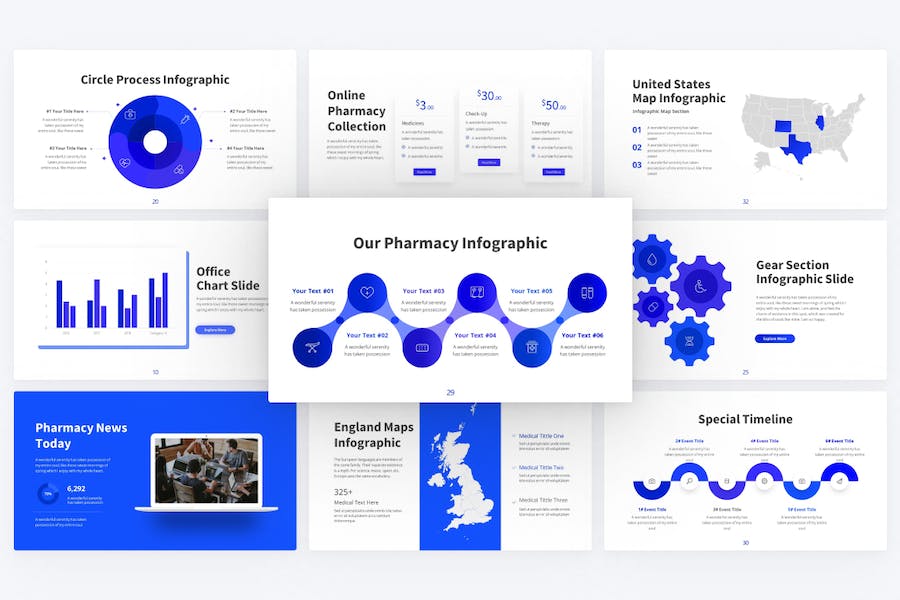 蓝色现代医学医药主题PPT模板 - 顶尖PPT