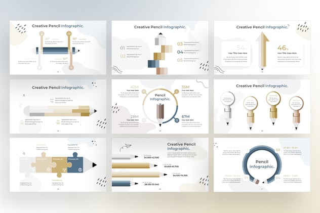 涂鸦风格创意铅笔图形keynote模板 - 顶尖PPT