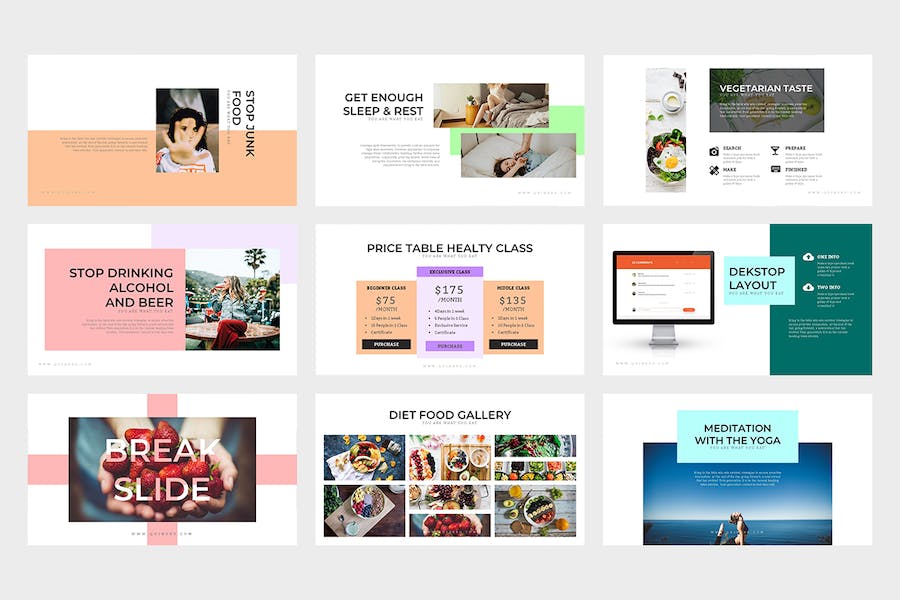 健康饮食舒适生活方式keynote模板 - 顶尖PPT