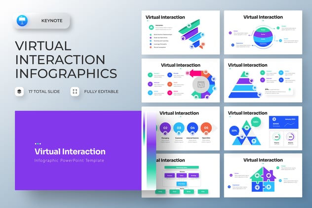 虚拟交互信息图表keynote模板 - 顶尖PPT