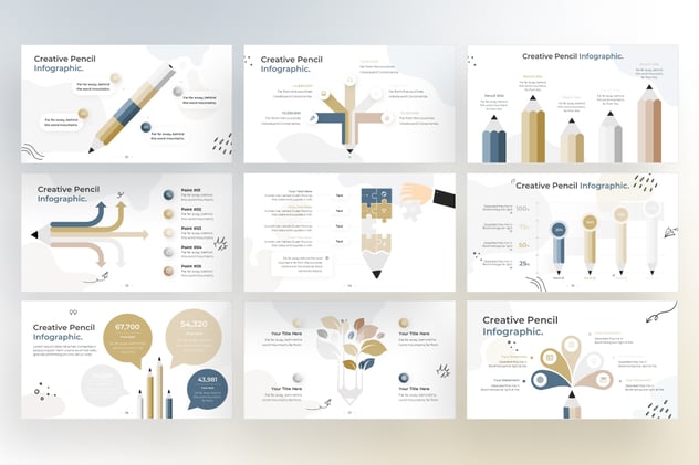 涂鸦风格创意铅笔图形keynote模板 - 顶尖PPT