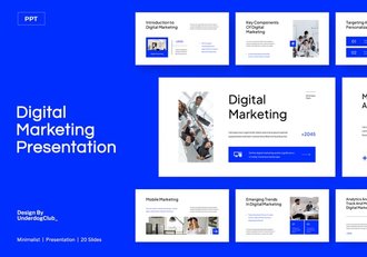 白蓝数字营销演示PPT模板 - 顶尖PPT