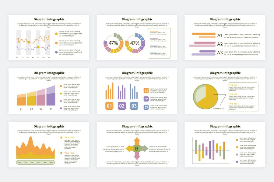 彩色信息对比图形keynote模板 - 顶尖PPT