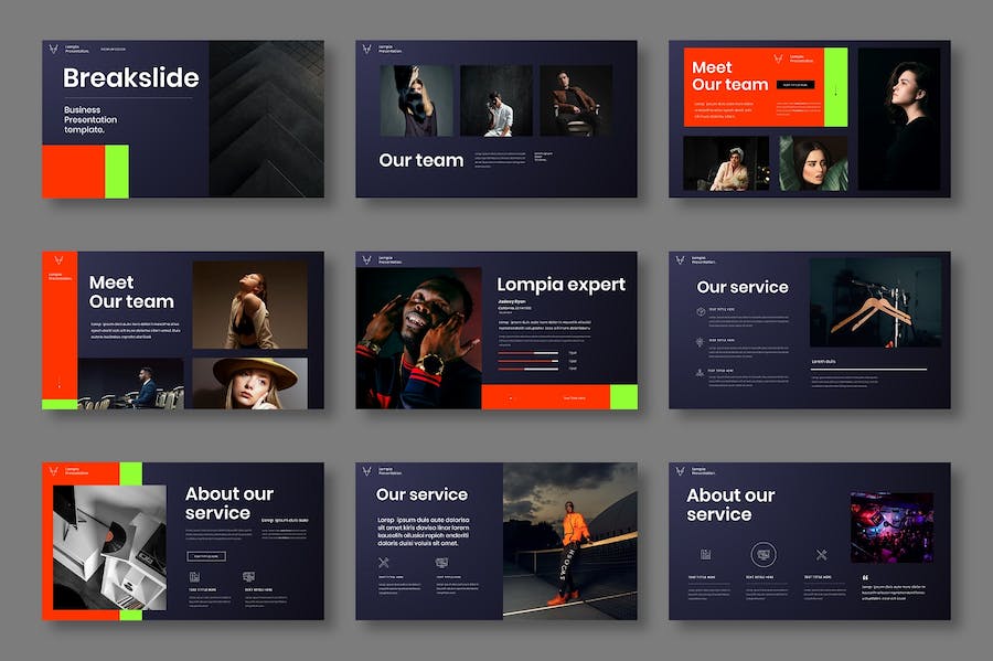 深色多彩图片展示商务Keynote模板 - 顶尖PPT