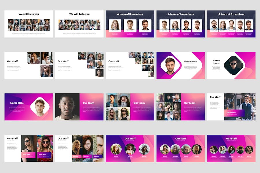渐变色企业团队成员介绍展示PPT模板 - 顶尖PPT