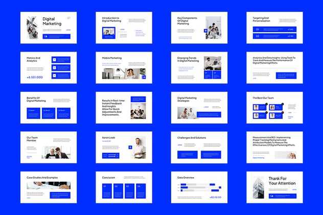 白蓝数字营销演示PPT模板 - 顶尖PPT