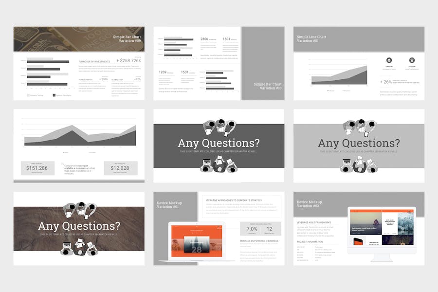 创意黑白商业简介商务概念插画PPT模板 - 顶尖PPT