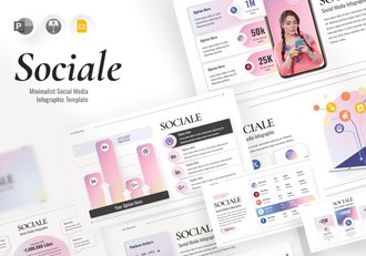 社交媒体宣传信息图形演示PPT模板 - 顶尖PPT
