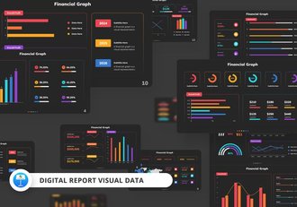 黑色底数据图形图表展示keynote模板 - 顶尖PPT