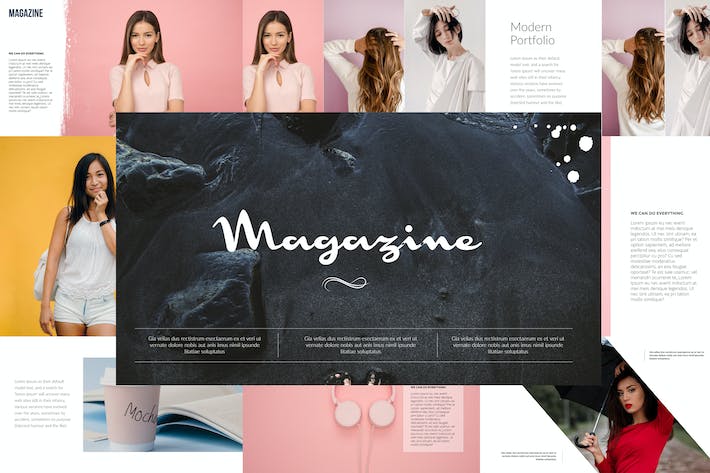 时尚杂志风格内容展示Keynote模板 - 顶尖PPT