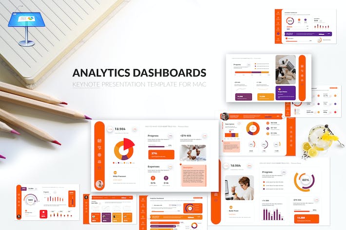 数据分析仪表板商业报告Keynote模板 - 顶尖PPT