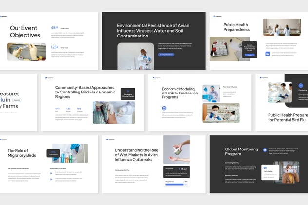 简约设计风格禽流感主题PPT模板 - 顶尖PPT