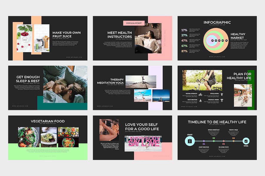 健康饮食舒适生活方式keynote模板 - 顶尖PPT