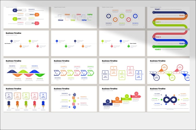 业务时间轴发展历程信息图形PPT模板 - 顶尖PPT