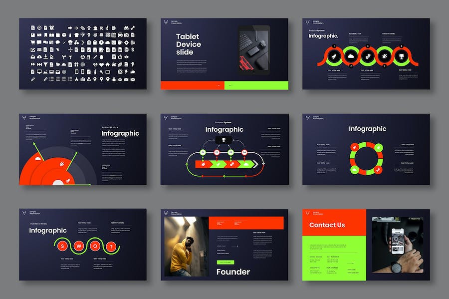 深色多彩图片展示商务Keynote模板 - 顶尖PPT