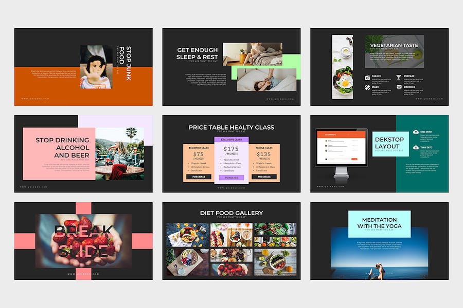 健康饮食舒适生活方式keynote模板 - 顶尖PPT