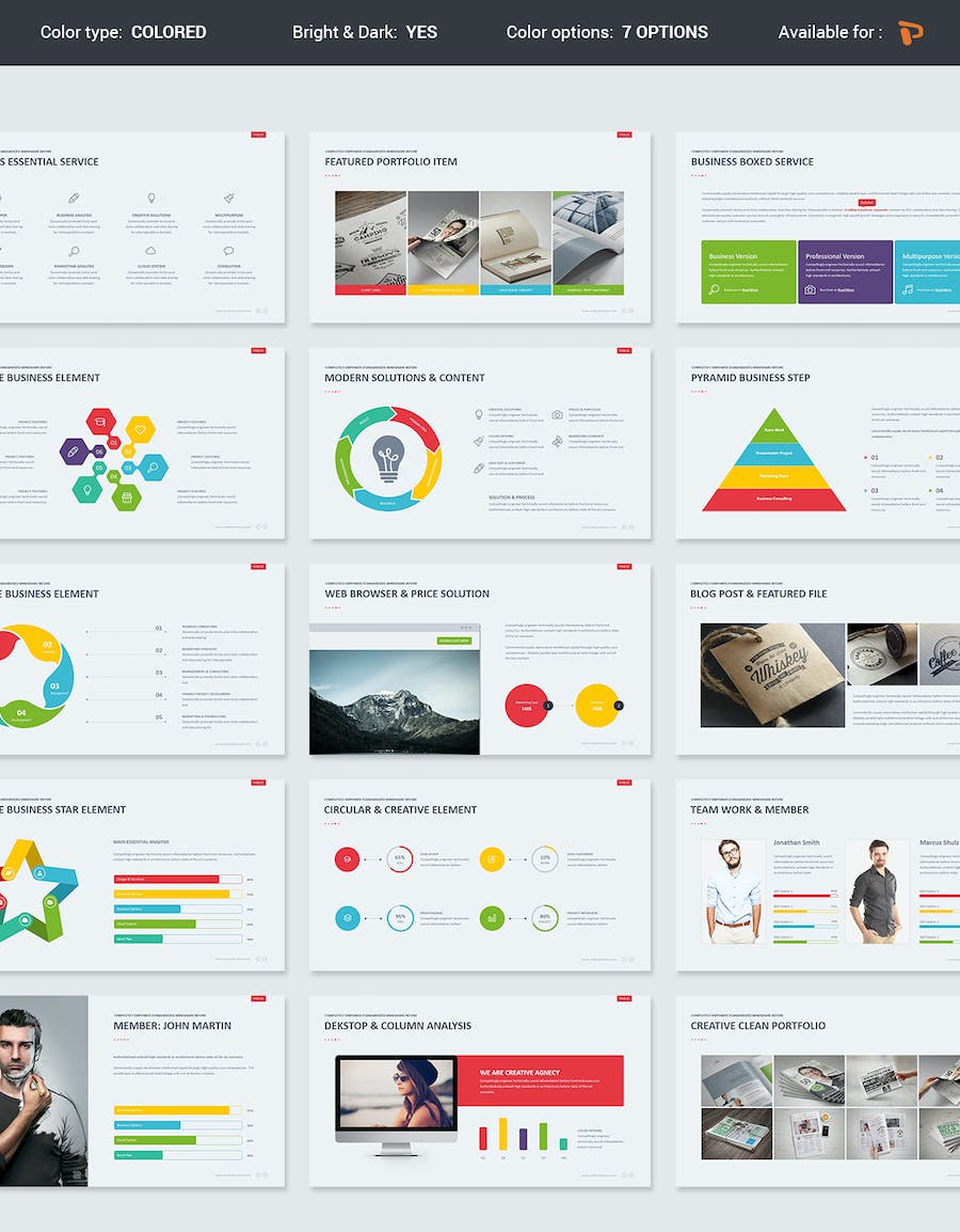 创意公司业务案例展示数据分析图形PPT模板 - 顶尖PPT
