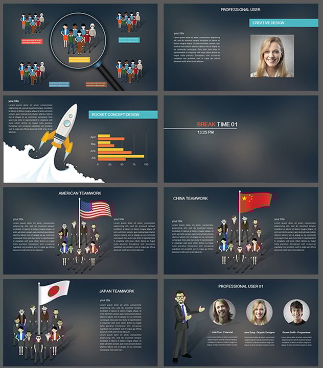 商业人物插画图形keynote模板 - 顶尖PPT