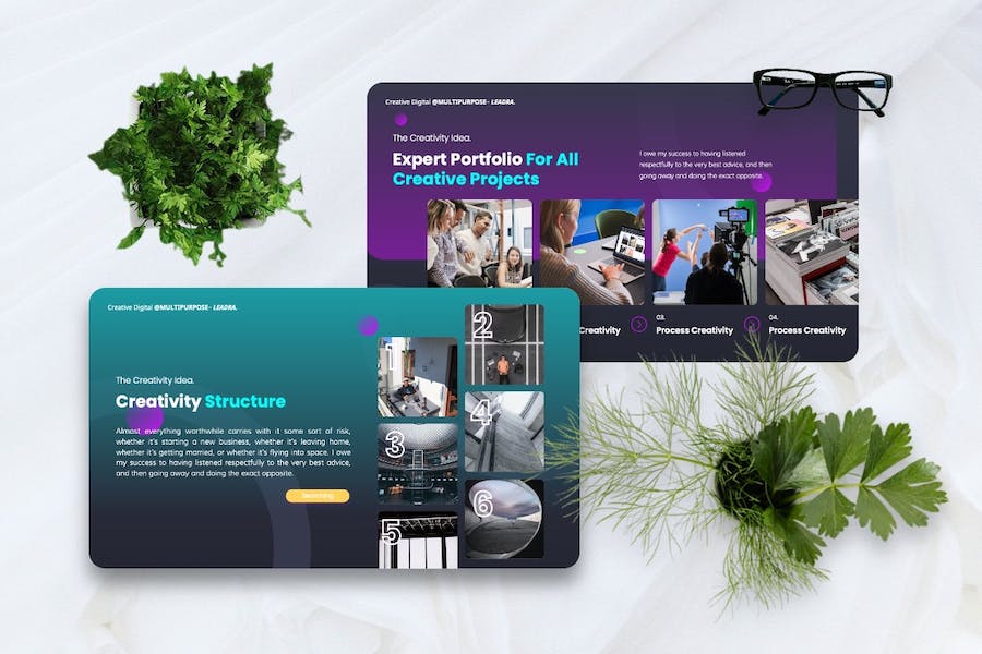 创意数字设计作品展示创意方案PPT模板 - 顶尖PPT