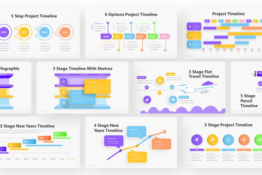 时间轴步骤图流程图ppt图形模板 - 顶尖PPT