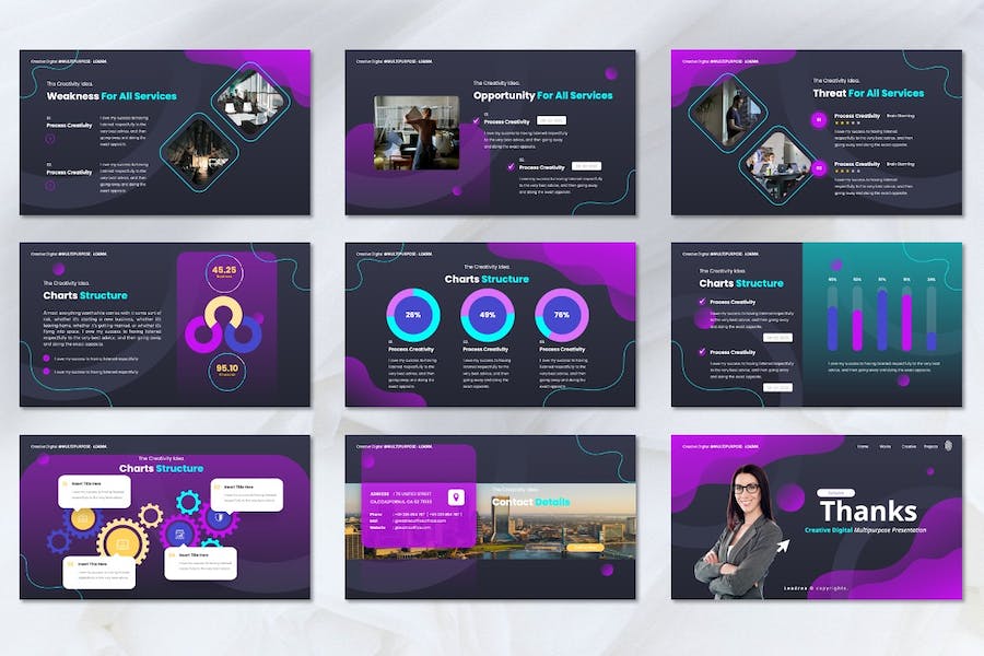 创意数字设计作品展示创意方案PPT模板 - 顶尖PPT