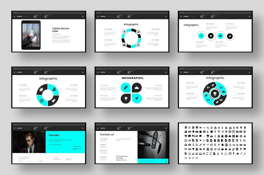创意方块布局国外商务通用ppt模板 - 顶尖PPT