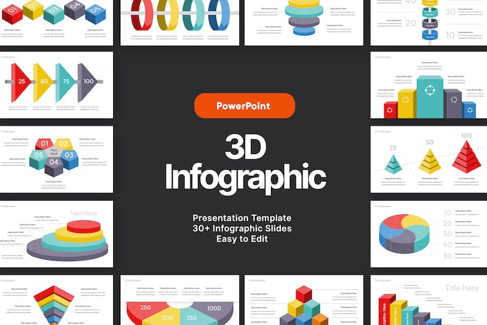 3D立体信息图表数据可视化PPT模板 - 顶尖PPT
