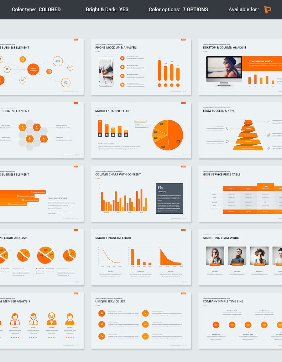 创意公司业务案例展示数据分析图形PPT模板 - 顶尖PPT
