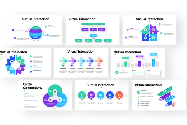 虚拟交互信息图表keynote模板 - 顶尖PPT